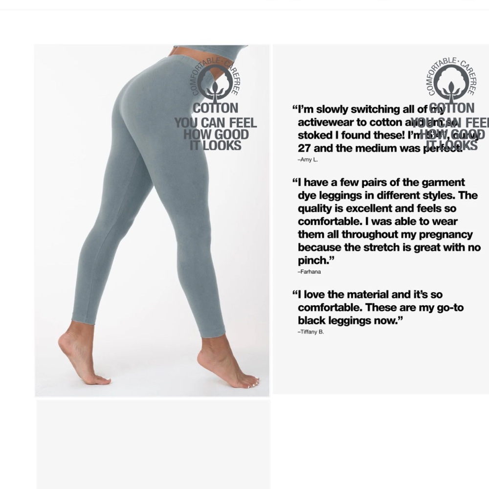 NEW! Los Angeles Apparel garment dyed High-Rise Cotton Leggings in sage green